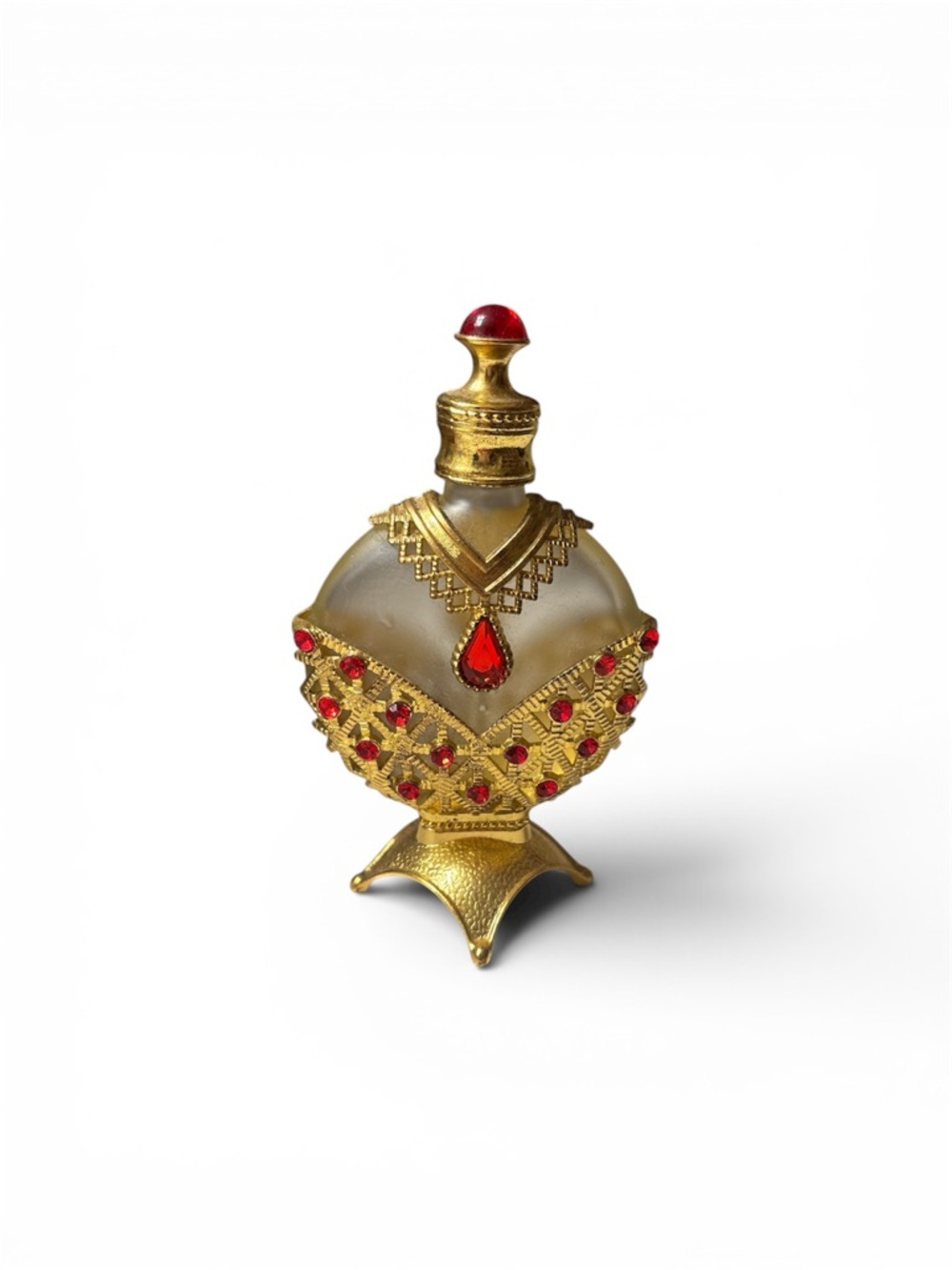 Gold-tone Decorative Perfume Bottle with Red Accent